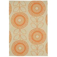 suez orange modern floral cotton rug