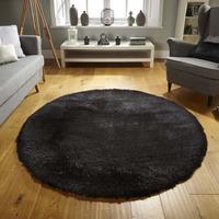 Super Thick Black Polyester Shaggy Rug - Pearl 150x150