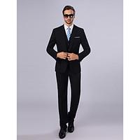 Suits Slim Fit Slim Notch Single Breasted One-button 3 Pieces Black Straight Flapped