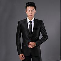 suits slim fit notch single breasted one button polyester solid 2 piec ...