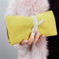 Suede Small Clutch Purse, Mustard