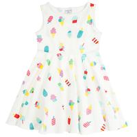 Summer Print Girls Dress - White quality kids boys girls