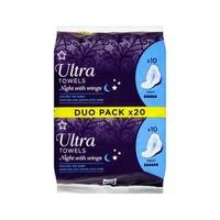 Superdrug Night Time Ultra Towel with wings Duo Pack x 20