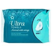 Superdrug Normal Ultra Towel with Wings x 14
