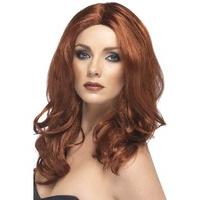 Superstar Wig, Auburn, Long, Wavy, With Skin Parting