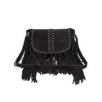 Suede Across Body Fringed Bag