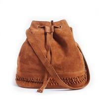 suede bucket bag