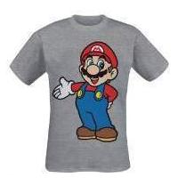 Super Mario Grey Melange T-Shirt Small