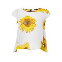 sunflower print zip back top