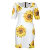 Sunflower Print Zip Back Dress