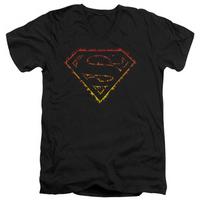 Superman - Flame Outlined Logo V-Neck
