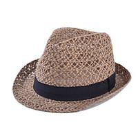 summer hollow breathable woven straw bow knot jazz hat