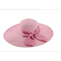 summer straw hat cap beautiful bow girllady round wide brim hawaii fol ...