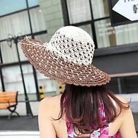 summer straw hat cap beautiful flower girllady round wide brim hawaii  ...