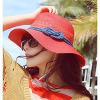 Summer Straw Hat Cap Beautiful Girllady Round Wide Brim Hawaii Folding Soft Sun Hat Casual Foldable Brimmed Beach Hats For Women