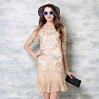 suoqi women dresses vintage party going out dress solid round neck sho ...