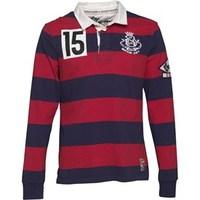 Superdry Mens Training Ground Rugby Top Hoop Stripe Red