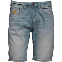 Superdry Mens Officer Denim Shorts Worn-Out Blue