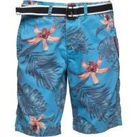 superdry mens international print chino shorts palm orchid sky blue