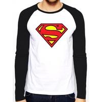 superman logo mens medium baseball shirt white