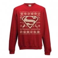 superman unisex large christmas jumper red