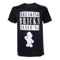 super mario bros breaking bricks since 85 with white mario silhouette  ...