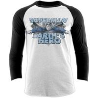 superman earths hero unisex medium baseball shirt white