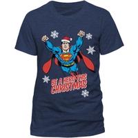 superman christmas hero mens medium t shirt blue