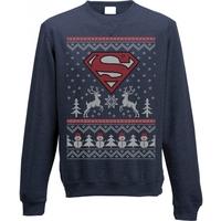 superman reindeer amp snowman unisex x large crewneck sweatshirt blue