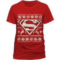 superman fair isle logo unisex large t shirt red