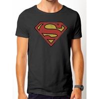 superman vintage logo mens small t shirt grey
