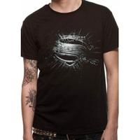 Superman Man Of Steel Erroded T-Shirt X-Large - Black