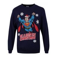 Superman Hero Unisex Small Christmas Jumper - Blue