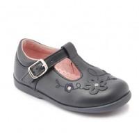 sunflower navy blue leather girls buckle t bar first walking shoes