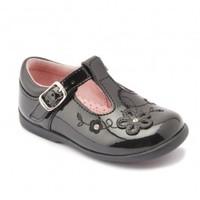 Sunflower, Black Patent Girls T-bar Buckle First Walking Shoes