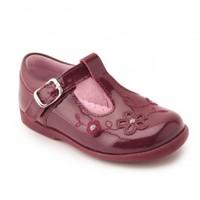 Sunflower, Wine Patent Girls Buckle First Walking Shoes