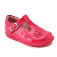 Sunflower, Bright Pink Patent Girls Buckle First Walking Shoes