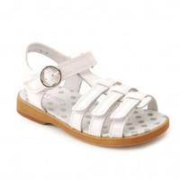 Summer Shimmer, White Patent Girls Riptape Sandals