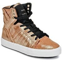 supra kids skytop girlss childrens shoes high top trainers in gold