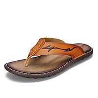 summer men leather sandals flip flops comfortable classic beach slippe ...