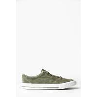 Suedette Lace Up Trainers - khaki