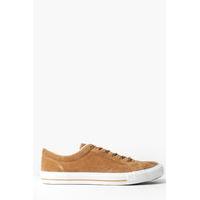 Suedette Lace Up Trainers - camel