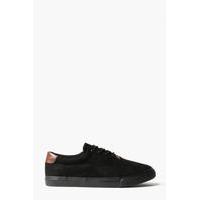 suede lace up trainers black