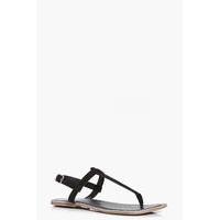 Suede Thong Toe Post Sandal - black