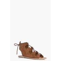 Suede Ghillie Lace Up Sandal - tan