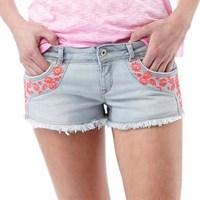 Superdry Womens Folkloric Low Rise Denim Hot Pants Gypsy Rose Coral