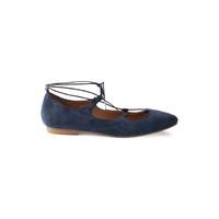 Suede leather lace-up ballerina flats, HOLENA