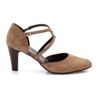 Suede Heeled Shoes With Crossover Straps