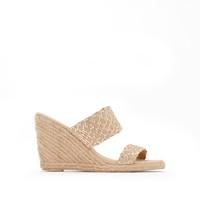 Suede Mules with Rope Wedge Heel