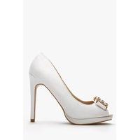 Suedette Buckle Open Toe Heels